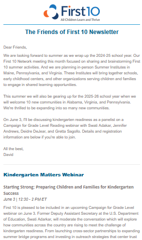 Newsletters – First 10